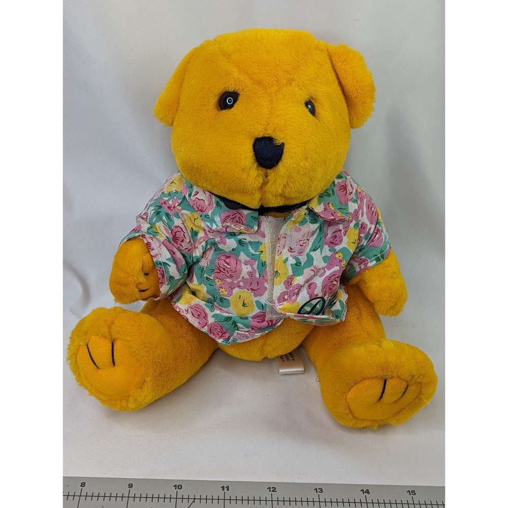 Steven Smith Yellow Bear Plush 9 Inch Bow Tie Shirt Stuffed Animal‎ Toy